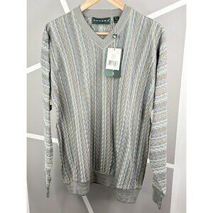 NWT Tundra V Neck Sweater Men’s L Textured Knit 3D Coogi Modern Made in Canada
